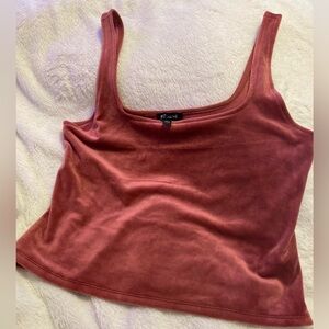 NWOT Express Large Pink Mauve Crushed Velvet Crop Tank Top